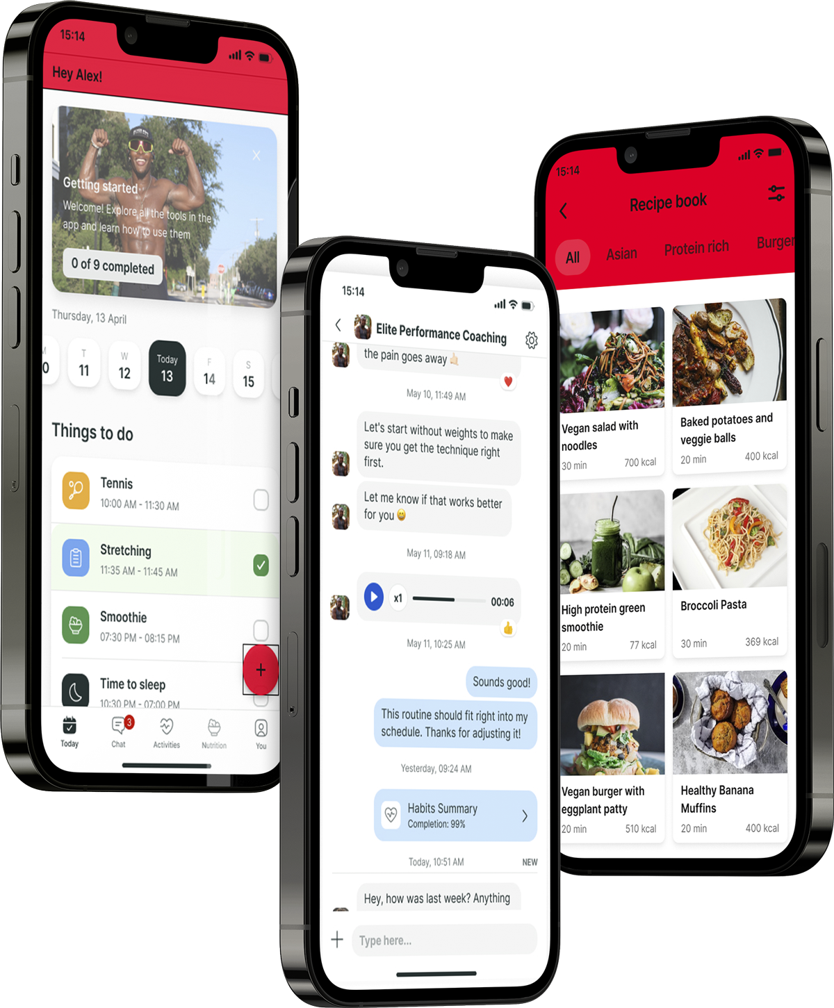 A mockup of the coaching app showcasing the features.